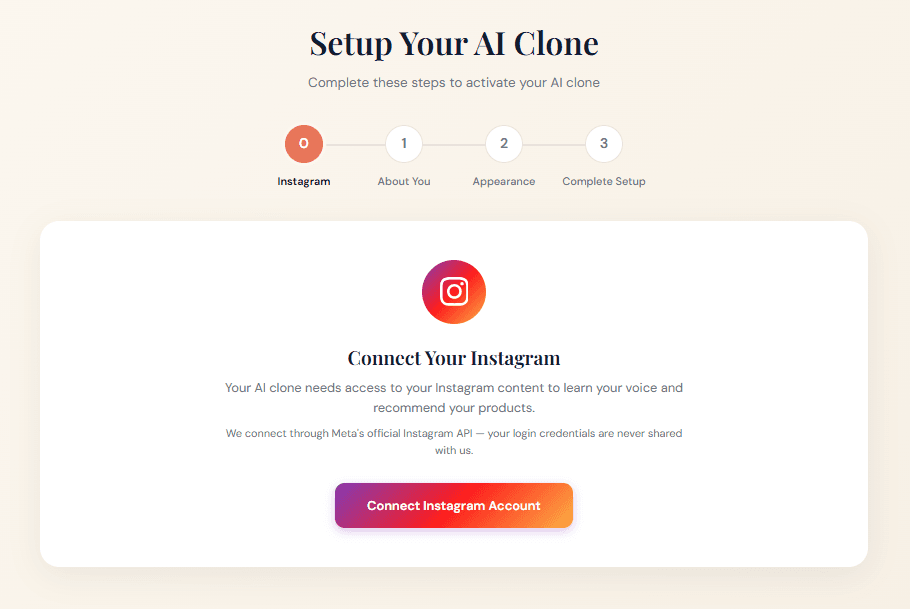 Config wizard - Connect Instagram step